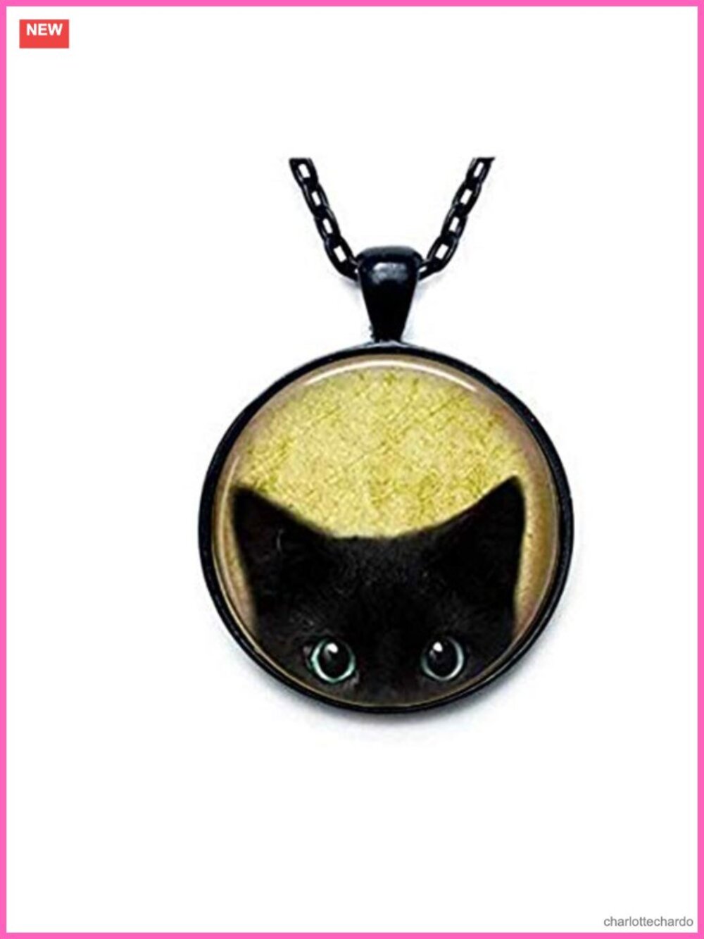 Peeking Black Cat Pendant Necklace Hypoallergenic Alloy Adjustable Chain